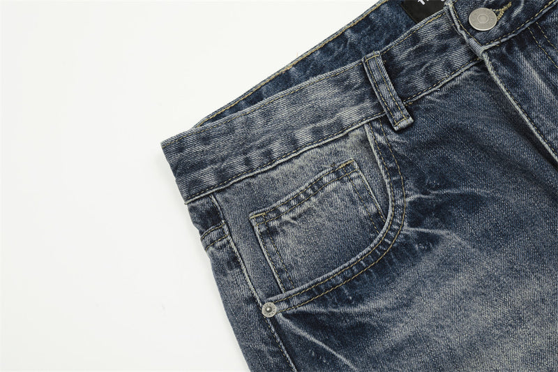 Fashion Retro Washed Worn Jeans Men - WOMONA.COM