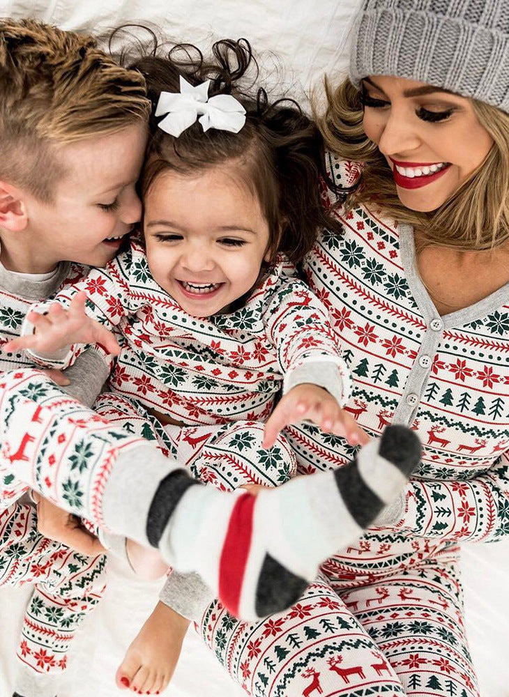 Christmas Pajamas Family Matching New Year Father Mother Kids - WOMONA.COM