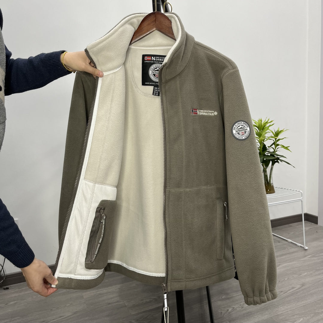 Men's extra-thick double-sided polar fleece jacket with patch pockets in five colors – photo 1 of 10