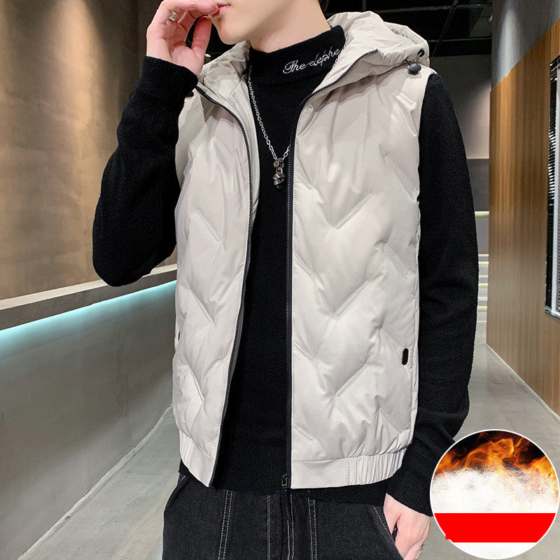 Down Vest Men's Jacket Fleece Warm And Fashionable - WOMONA.COM