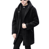 Double-sided Wear Fleece Coat Hooded Mid-length Coat - WOMONA.COM