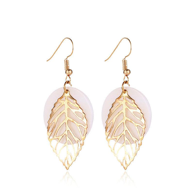 Shell and Leaf Drop Earrings