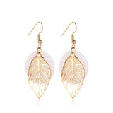 Natural Shell Leaf Combination Earrings - WOMONA.COM