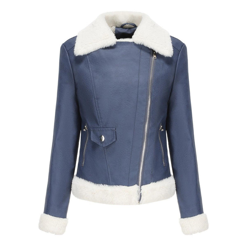 Fleece Leather Jacket Female