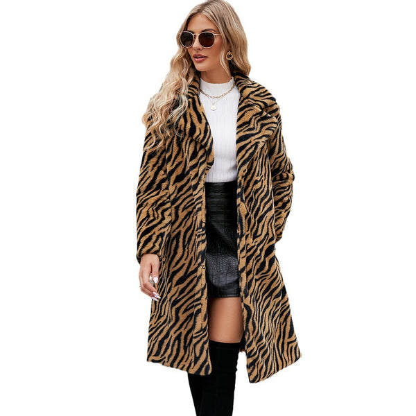 Leisure Suit Collar Artificial Leather Fur Coat