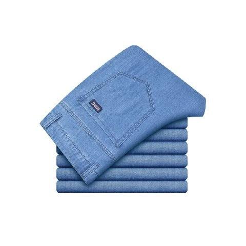 High-end Lyocell Jeans Men's Thin Straight - WOMONA.COM