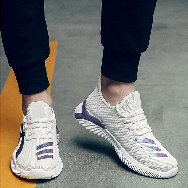 Men Sneakers Stripe Print Lightweight Shoes Running Walking - WOMONA.COM