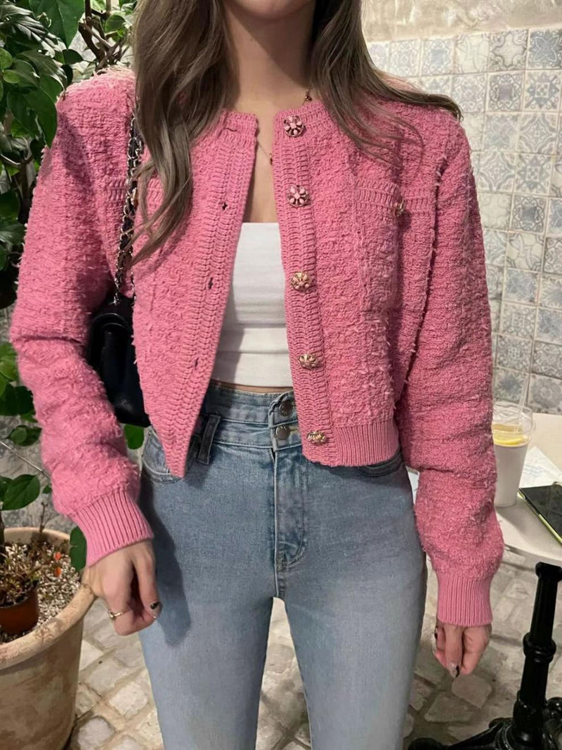 Knitted Top Women's Round Neck Sweater Coat