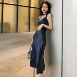 Ladies Fashion New Silky Satin Sling Dress - WOMONA.COM