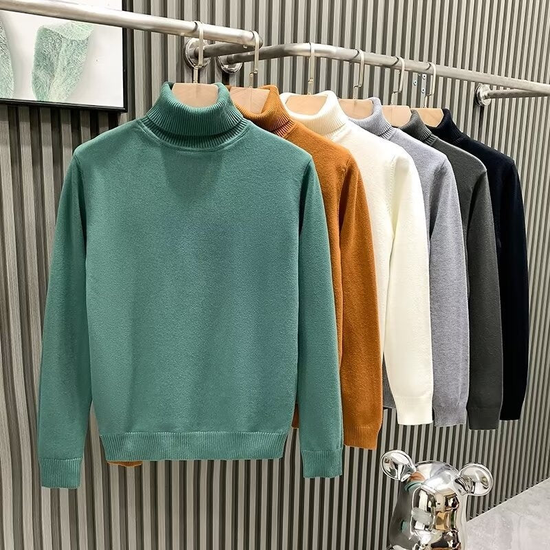 Men's Loose Thick Turtleneck Knit Sweater – 12 Colours