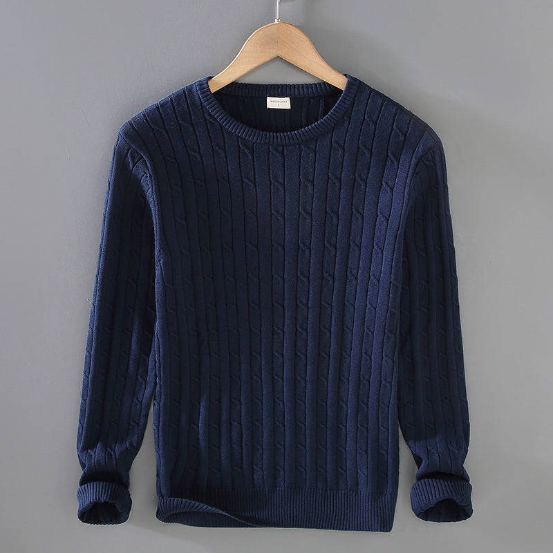 Thick Needle Solid Color Knitwear Sweater Twist Slim Fit