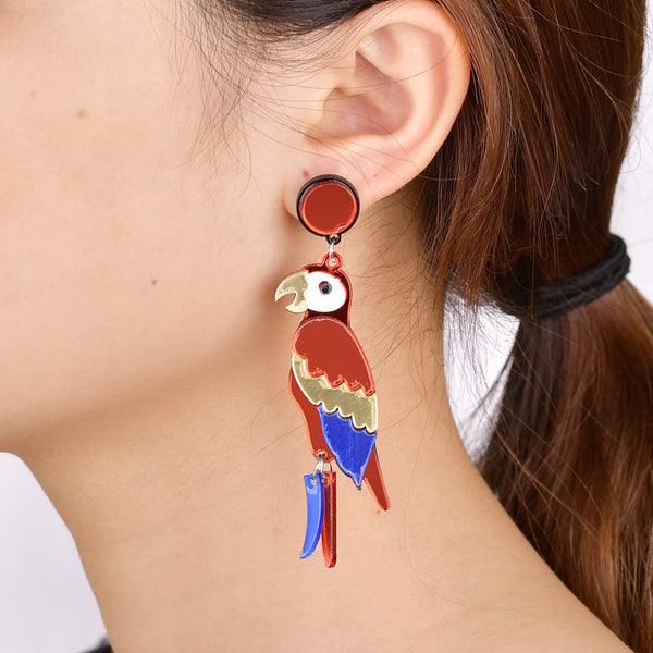 Parrot Organic Acrylic Earrings - WOMONA.COM