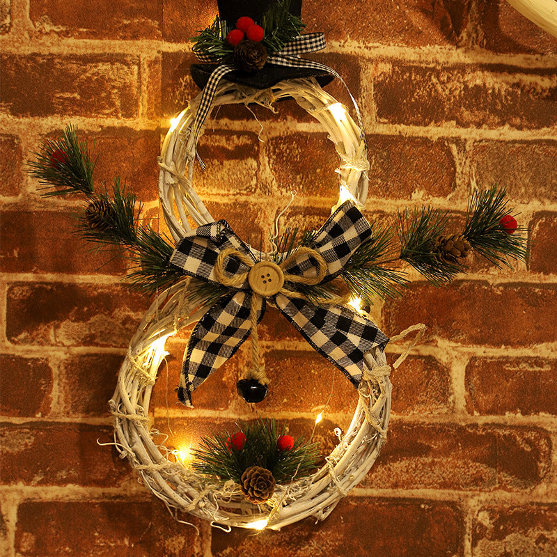 Christmas wreath pendant LED lights garland - WOMONA.COM