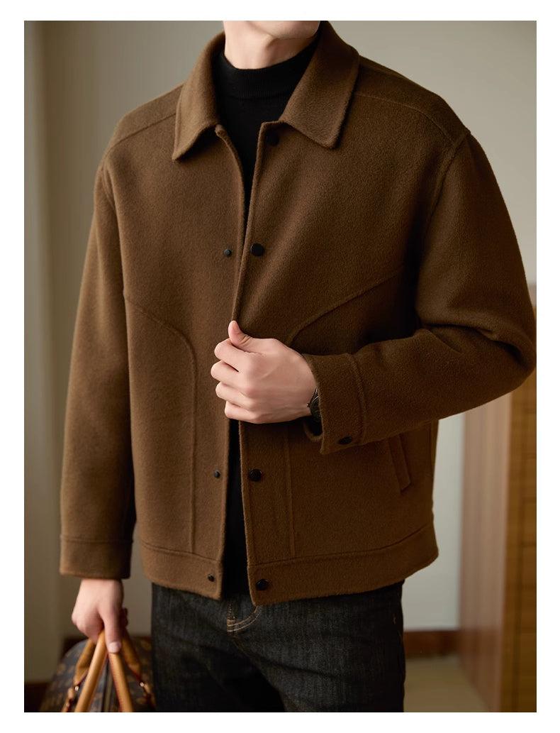 High Sense Double-faced Woolen Goods Polo Collar Jacket - WOMONA.COM