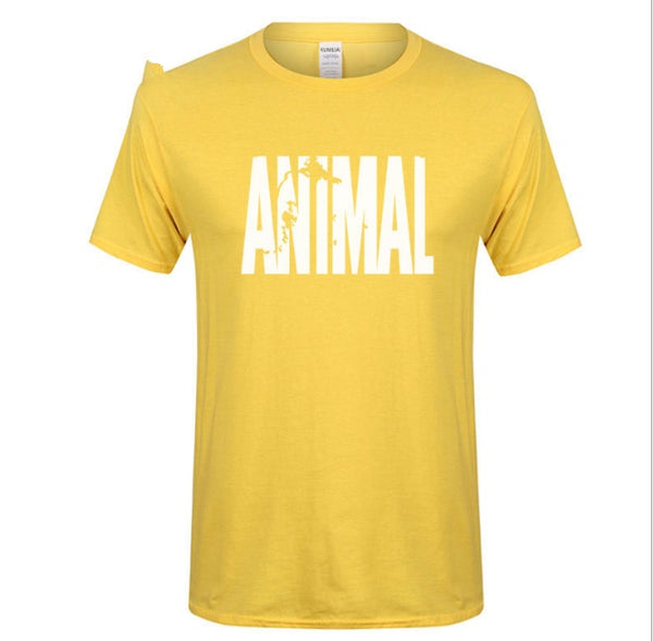 Venta rápida Deseo nueva camiseta de cuello con estampado de alfabeto ANIMAL de ocio de verano para hombre de algodón puro