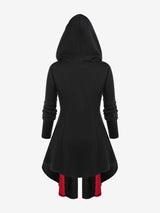 Gothic Style New Hooded Color Matching Mid-length Dress - WOMONA.COM