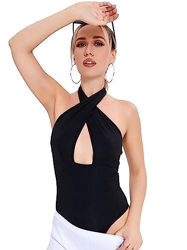 Hollow Back Halter Solid Color Jumpsuit Women - WOMONA.COM