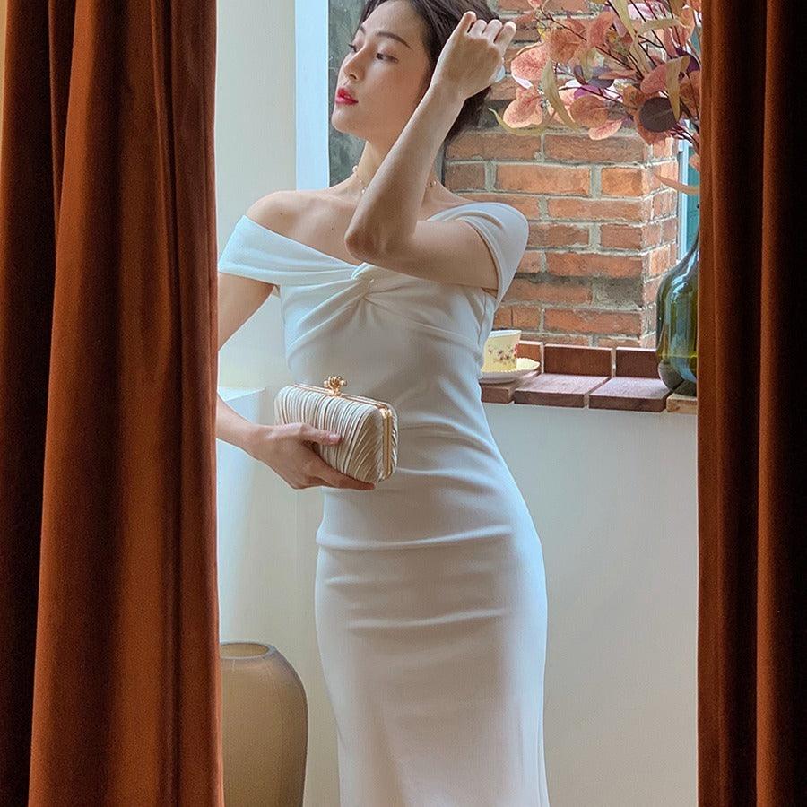 French Style Slim Fit Socialite Elegant Evening Dress - WOMONA.COM