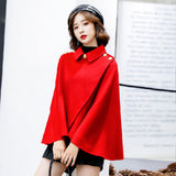 New Women's Red Fashion Woolen Coat Cloak Coat - WOMONA.COM