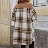 Plaid Long Coat With Pockets Fashion Winter Jacket - WOMONA.COM