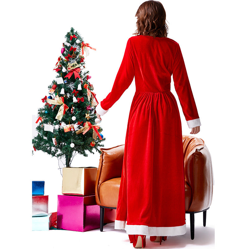 Christmas Outfit Two-tone Shawl Dress - WOMONA.COM