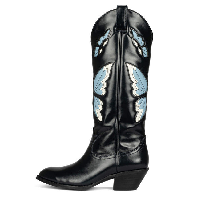 Large Size Mid-heel High Butterfly Boots For Women - WOMONA.COM