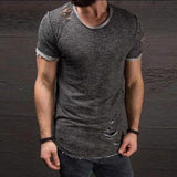 Ripped Short Sleeve T-Shirts - WOMONA.COM