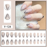 French Water Drop Manicure Rhinestones Wear Nails - WOMONA.COM