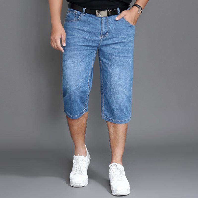 Men's Loose High Stretch Denim Shorts - WOMONA.COM