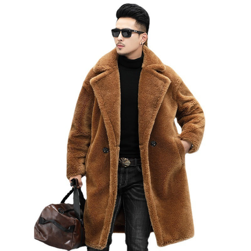 Men's Winter New Thickened Cashmere Long Warm Fur Coat - WOMONA.COM