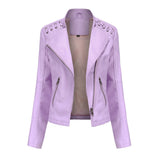 Slim Fit Thin Leather Coat Women's - WOMONA.COM