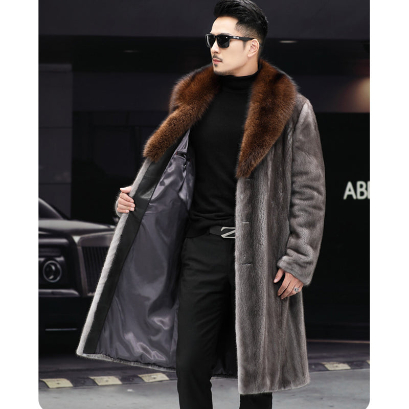 Thick Fur Long Coat Men Autumn Winter New Casual Warm - WOMONA.COM