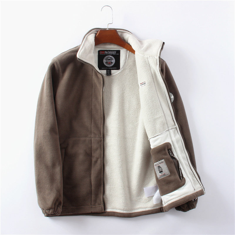 Men's Double-Sided Fleece Sports Jacket, Big Sizes