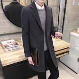 Men's woolen coat slim and handsome long trench coat - WOMONA.COM