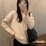 Retro twist round neck pullover - WOMONA.COM