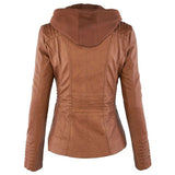 Europe Hot Removable Solid Leather Jacket - WOMONA.COM