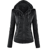 Europe Hot Removable Solid Leather Jacket - WOMONA.COM