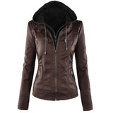 Europe Hot Removable Solid Leather Jacket - WOMONA.COM