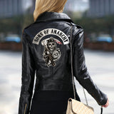 Ladies PU Washed Leather Jacket - WOMONA.COM