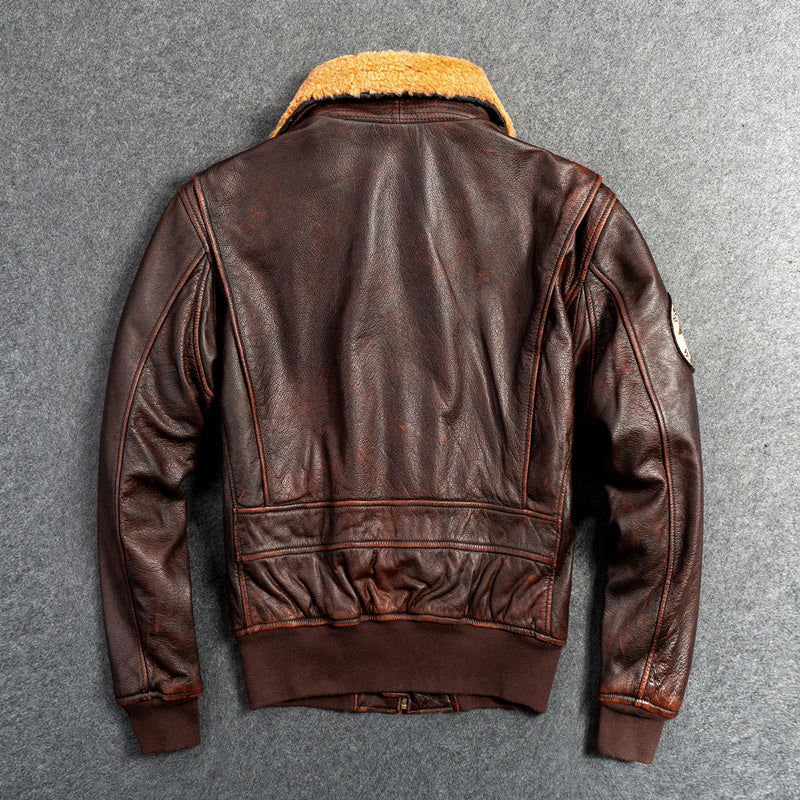 G1 First Layer Leather Motorcycle Jacket - WOMONA.COM