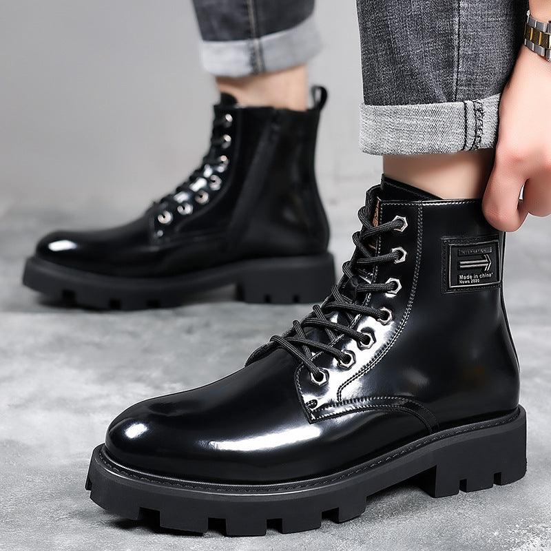 Men's High-top Soft Leather Mid-top Workwear Boots - WOMONA.COM