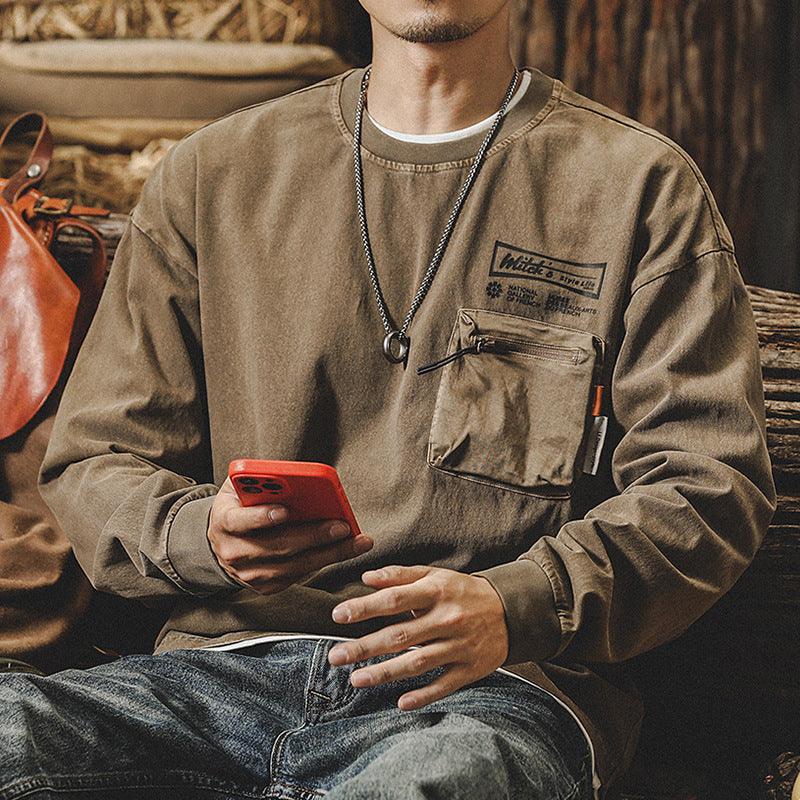 American Retro Cotton Long-sleeved T-shirt For Men - WOMONA.COM