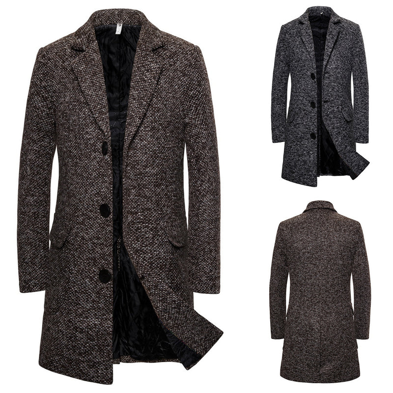 Woolen coat men's single-breasted men's woolen trench coat - WOMONA.COM