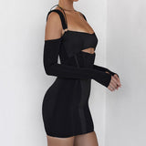 Damen Sling Tight Dress Mode rückenfrei Mesh durchsichtiger Hüftrock