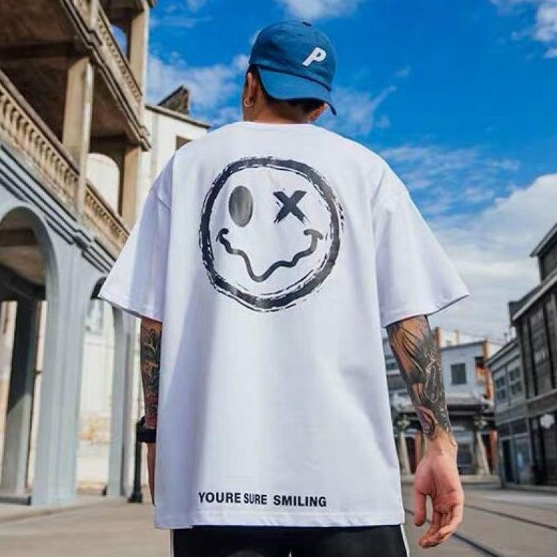 Smiley T-shirt men short sleeve - WOMONA.COM