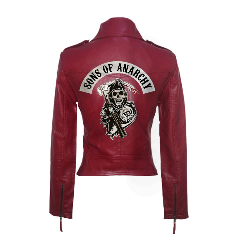 Ladies PU Washed Leather Jacket - WOMONA.COM