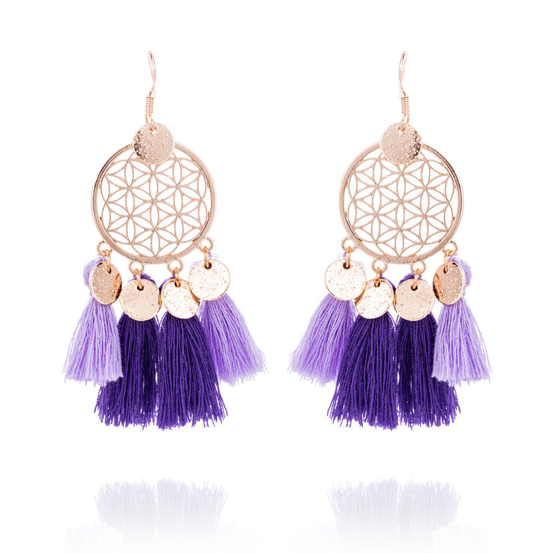 Tassel Dreamcatcher Sequin Earrings - WOMONA.COM