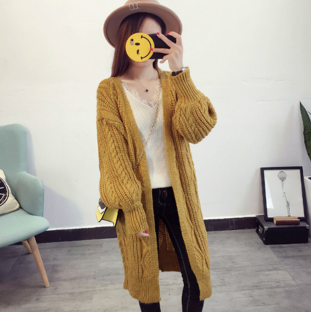 Cardigans Latern Sleeve Casual Knitted Poncho Sweaters - WOMONA.COM