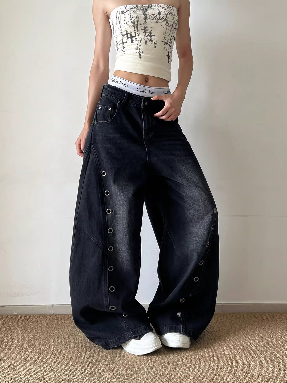 Washed Black Full-Length Denim Jeans – product image 1