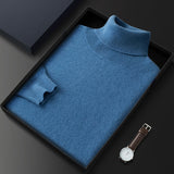 Men's High Lapel Casual Knitted Solid Color Cashmere Sweater - WOMONA.COM